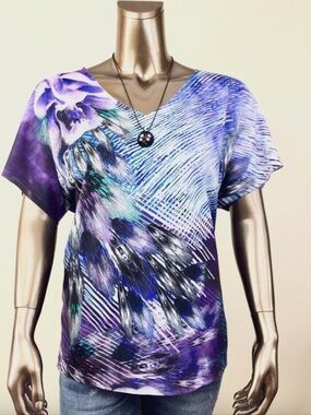 *NEW CLOSING-SALE CHICO'S 1(M) FEATHER V NECK DOLMAN SLEEVES TOP